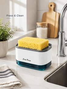 Kitchen Dish Soap Dispenser, 2-Inch Top Pump, Sponge Nozzle, Non-Slip Base, Suitable For Sink Dishwashing - A - View 3