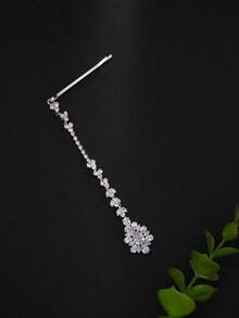 outingfit 1pc Vintage Bridal Forehead Chain Pearl Hair Chain Wedding Jewelry - Silver - View 4