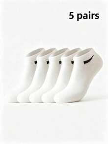 5/8 pares de calcetines de tobillo versátiles de moda para el verano - Blanco y Negro - Ver 2