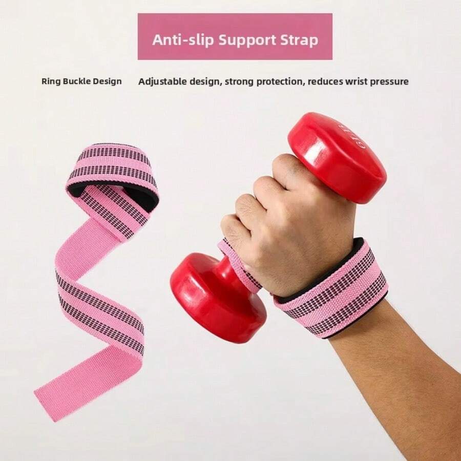 Weightlifting Support Belt, Fitness Deadlift Anti-Slip Grip Straps, Barbell Pull-Up Anti-Slip Wrist Wraps - Multicolor - View 1