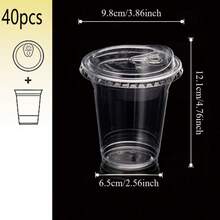 16oz/14oz Set Clear Cups With Lids, Sturdy Straight Lid Iced Drink Cups, Smoothie Cups, Suitable For Cold Drinks, Juice And Milkshakes - Halloween/Christmas/Birthday Party Essentials - Transparent - View 14