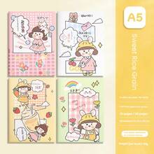 1Pc A5 Cute Cartoon Lined Notebook, Sewn Binding Thick Eye-Protection Paper, Kawaii Capybara Rabbit Design Writing Notepad For Students School Stationery - A5 lined - View 10