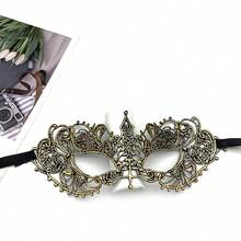Adult Masquerade Mask, Rhinestone Satin Ribbon Style, Mysterious Fun Lace Mask, Couple Style, Men's And Women's Lace Headwear And Costume, Christmas Mask,Halloween - Black - View 15