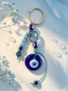 1pc Women's Evil Eye Pattern Hamsa Hand Pendant Fashion Keychain, Used For Key Decoration, Car Accessories, Bag Charm, School Cute Gothic Y2K Style Bag Accessory, Lanyard With ID Holder, Car Accessories, Bag Charm, Perfect Gift For Mother, Father, Graduate And Teacher - Multicolor - View 12