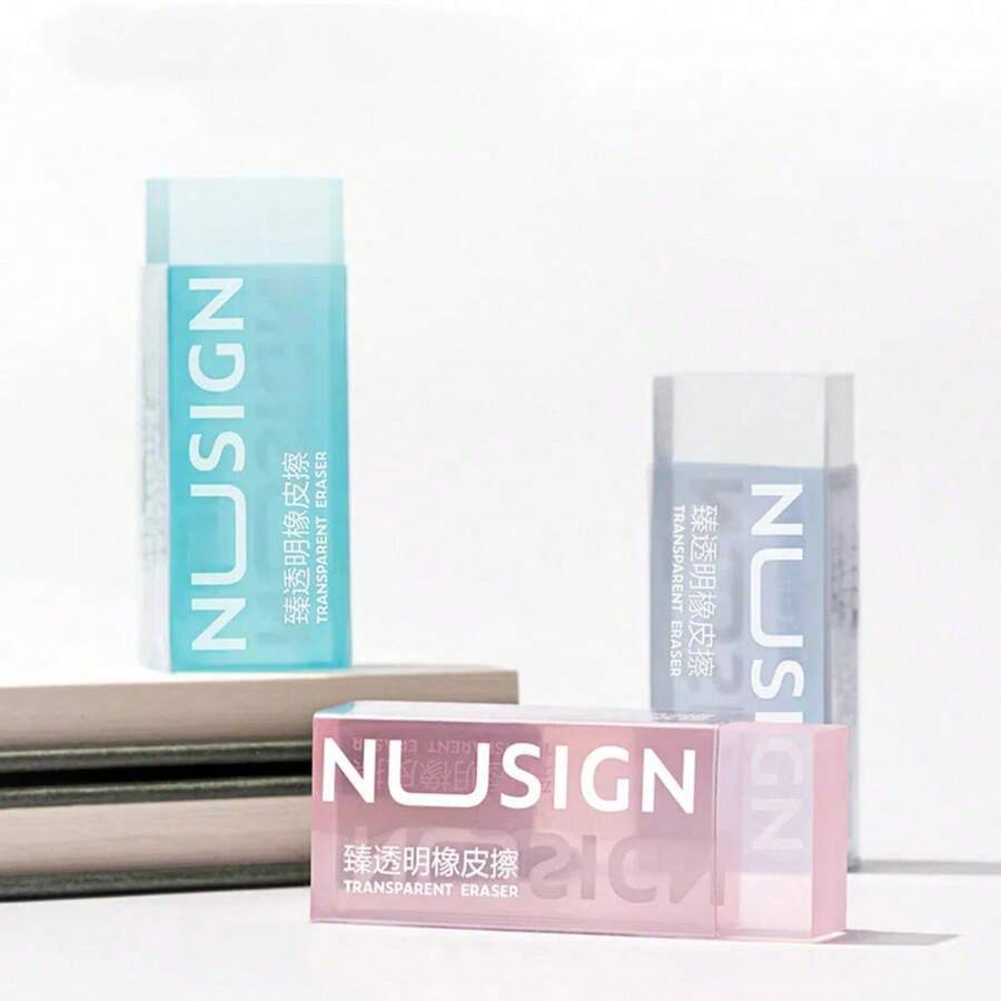 1pc Cute Simple Solid Color Transparent Visible Erasers Student Stationery For Back To School - One Size Fits All (color Random) - View 1