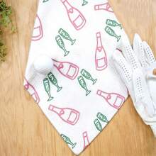 Golf Towel Pink & Green Champagne & Flute All-Over Print Golf Club Towel With Grommets - Golf Bag Printed Golf Towels, Funny Golf Towel, Accessory For Men & Women, Birthday Gift For Golfer,Estilo Coreano - Multicolor - View 6
