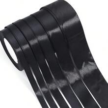 1 捲緞面絲帶，25 碼，適用於手工蝴蝶結、手工藝品、婚禮、聖誕裝飾、DIY 賀卡、禮物包裝 - 黑色 - 查看 1