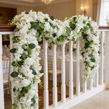 21pcs/Set Artificial Pure White Wisteria Flowers, 20 Stems With Green Eucalyptus Vines, Hanging Flower Vines, Home Decor, DIY Decoration, Outdoor Garden Decoration, Suitable For Valentine's Day, Halloween, Christmas, Wedding, Party, Hallway Decoration - Multicolor - View 9