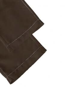 Spring/Autumn Plus Size Multi-Pocket Straight Leg Cargo Pants, Men's Loose Streetwear Sports Long Pants - Brown - View 8