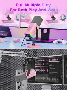 Mikrofon Gaming Streaming Recording XLR/USB untuk PC, Pencahayaan RGB, Dengan Tombol Gain, Tombol Mute, Jack Monitoring, Cocok untuk Pembuatan Video - FIFINE AM8W (Versi Global) - View 10