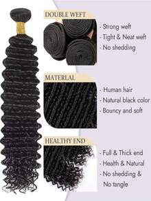 Deep Wave Bundles Human Hair 30 Inch Hair Bundles Brazilian Virgin Hair Deep Curly Human Hair Bundles Extensions Quick Weave Human Hair Natural Black Color - SNatural - View 2