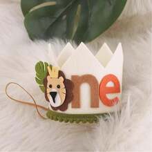 1st Birthday Decorations, 1st Birthday Crown - Lion 1st Birthday Hat, Jungle Wild Animal Zoo Wild One Boy Birthday Hat Decor, 1st Birthday Decorations - Multicolor - View 10