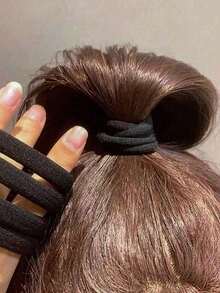 50/100pcs Women's Black Fashion Minimalist 4cm High Elastic Hair Bands, Hair Accessories, Gift Recommendation - Multicolor - View 3