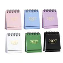 1pc Cute Pastel Color 2027 Mini Desktop Calendar Lettering Flip Stand Calendar Jan 2027-Jun 2028 Pocket Monthly Daily Schedule Planner School Office Desk Accessories - Single Piece - View 13