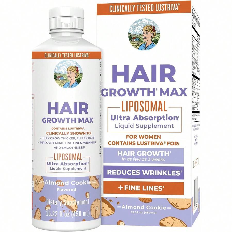 Women's Hair Wellness Liquid Supplement | Liposomal Biotin 10000 Mcg With Lustrlva® & Pumpkin Seed Oil | Hair, Skin & Nail Nutritional Support | Vegan | 15.22 Oz - 1 pcs - 查看 1