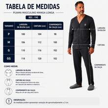 Men's Open Button Pajamas With Long Sleeves And Long Pants For Winter Post-Surgical Use In Knit Fabric - Azul - Ver 5