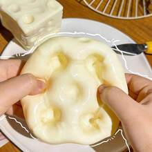 1pc Cheese Shaped Squishy Toy, Giant Cheese Block Stress Ball, Fingertip Pressure Relief Toy, Squeezable Non-Rebound, Children's Crunchy Sensation Squishy Toy - Multicolor - View 6