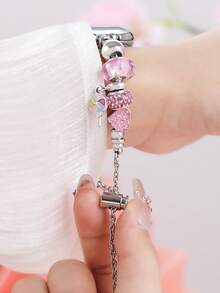 Strap Compatible With Apple Watch, Suitable For 38/40/41/42/44/45/46/49mm, Suitable For Series UltraS10/S11/9/8/7/6/5/4/3/2/1 (Excluding Watch) - Silver + Pink - View 6