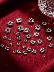 50 pcs/set Kreatif Stainless Steel Bunga Berbentuk DIY Bead Untuk Wanita Untuk DIY Membuat Perhiasan - Perak - View 1