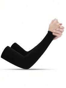 1 Pair Unisex Solid Color Anti-UV Mint Cool Breathable Elastic Fingerless Arm Sleeves Suitable For Outdoor Travel - Single - View 9