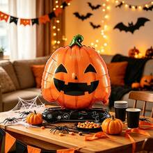 2/4pcs Halloween Pumpkin Foil Balloons, Orange Yellow And Pink Double-Sided Pumpkin Shaped Balloons, Suitable For Pumpkin Party, Halloween Party Atmosphere Decoration, Holiday Atmosphere Photo Props, Indoor/Outdoor Photo Background Props, Holiday Party Creative Decoration - Multicolor - View 9