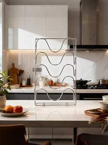 Pot Lid Storage Rack For Cabinet Doors Or Storage Room Walls - Pot And Lid Storage Rack - Glass And Metal Pot Lid Storage Rack, For Cabinets, Kitchen Storage Solution - Multicolor - View 7