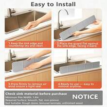 Kitchen Sink Splash Guard 23 Inch Self Draining Silicone Water Guard With High Splash Wall & Strong Suction Cups For Faucet Countertop & Sink Edge Keeps Sinks Dry Dishwasher Rustproof Easy To Clean Gray - View 10