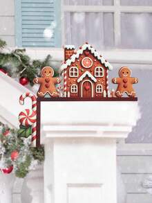 1pc Christmas Wooden Door Corner Decor, Door Frame Corner Plaque, Gingerbread Man & House Design, Multi-Purpose Decorative Sign, Merry Christmas Decor, Christmas Decoration, Christmas Decor, Home Christmas Decoration, Christmas Party Supplies, Christmas Hanging Ornament, Christmas Gift, Xmas Decor, Merry Christmas - Gingerbread Man - View 7