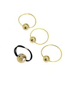 4pcs/Set Super Shiny Silver Spherical High Elasticity Rubber Band, Minimalist Premium Hair Tie, New Korean Style Ponytail Hair Accessory, Elegant Premium Ball Decoration Hair Tie, Women Princess Style Casual Hair Accessory, Photo Prop Hair Tie, Headwear, Fitness Sports Running Clothing Hair Tie, Outdoor Activities, Vacation, Travel, Clothing Accessories And Gifts - Regular Model - View 8