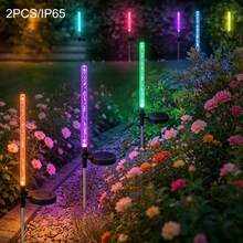 2/4pcs Solar LED Garden Lights | Colorful Crystal Bubble Decorative Stakes | Suitable For Yard, Lawn, Park And Pathway Decoration - Crystal Reed Stick - View 2
