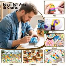 1pc Acrylic Marker Pens 36/60/84/120/168/240 Colors Optional, Waterproof, Odorless, Layerable, Art Brush, Suitable For Colored Sketching Marker Pens, Suitable For Artist Painting Pens, Used For Making Christmas, Thanksgiving, New Year Gifts, Easter Eggs, Holiday Gifts, Card Making, Metal, Ceramic, Wine Glasses, Halloween Decoration Doodle Painting Pens, Coloring Pens - Acrylic Marco Pen - View 10