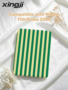 1件黃綠對比色小黃瓜色條紋/格紋電子書保護殼，適用於Kindle Youth Edition/Kindle NK 11/Paperwhite 5，(A16) 11吋第11代2025配件，相容iPad 10.2吋第10代保護殼，具備自動喚醒/睡眠功能，輕巧便攜，完美貼合保護您的平板/閱讀裝置 - 彩色 - 查看 22