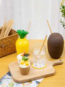 5/10/30/50/100pcs Sugarcane Straws, Brown Sugarcane Straws, Suitable For Hot/Cold Drinks, Coffee, Cocktails, Juices, Home Parties, Beach Parties - View 2