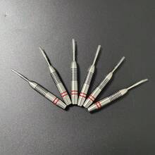 Easytoday 新款 6 件組 22g/0.78oz 黑紅條紋不鏽鋼飛鏢尖頭，鋼製尖頭飛鏢配件，適用於運動與娛樂 - 銀色 - 查看 6