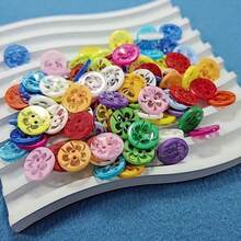 50/100pcs Mixed Color Flower Buttons Translucent Resin Round Buttons DIY Decorative Buttons Handmade Craft Supplies Clothing Sewing Knitting Accessories (Size: 1.35cm) - A - View 3
