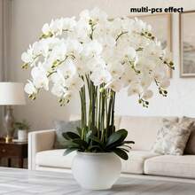 1/6pcs Artificial Orchid Flowers, Large Vivid Phalaenopsis Orchid Flower Stems, Classic Style Artificial Orchid Branches, Decorative Silk Phalaenopsis Flowers, Ideal For Home Decor, Weddings, Halloween And Thanksgiving - Phalaenopsis Orchid - View 4