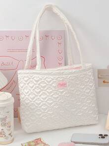 Quilting Women Shoulder Bag Set ,Multi-Functional Storage Bag Cosmetic Bag Hair Curler Storage Bag ,Travel Bag For School Travel Back To School Gift - White - View 14