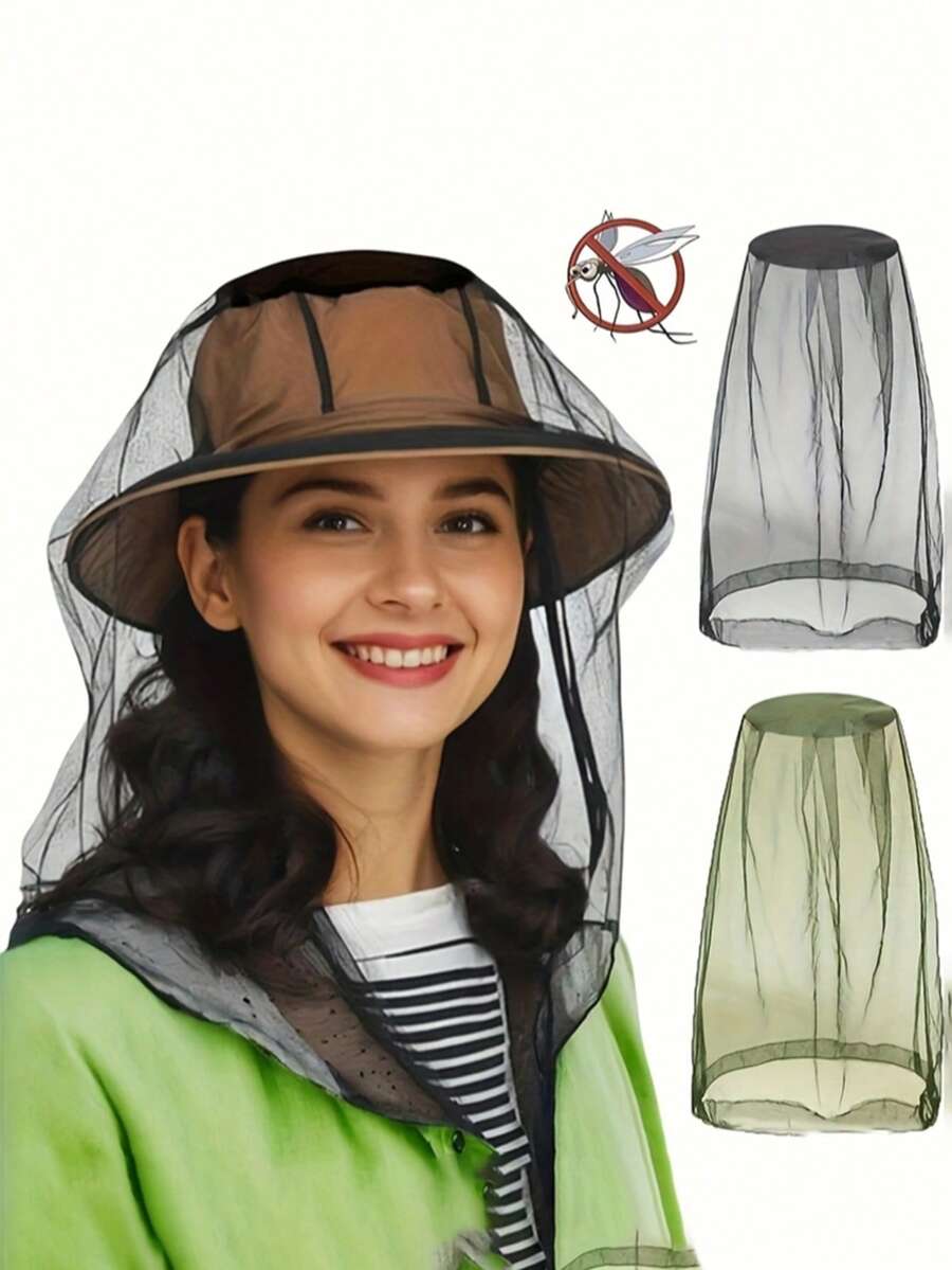 2pcs Extra Large Mosquito Head Net, Heavy Duty Fine Mesh Insect Net, Effectively Protects Against West Nile Virus And Zika Virus, Blocks Mosquitoes, Flies And Tiny Insects, Suitable For Outdoor Camping, Hiking And Wilderness Activities