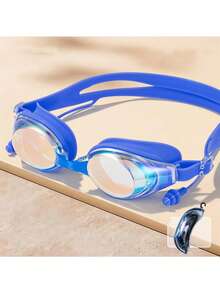1pc Professional Racing Small Frame Swimming Goggles, High Definition Lens With Long-Lasting Anti-Fog And Waterproof, Built-In One-Piece Silicone Earplugs, Adult Plain Lens Competitive Training Swim Goggles - Multicolor - View 8