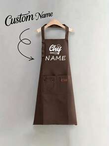 Customizable Name Apron - Durable And Comfortable Neutral Kitchen Workwear, Easy To Care For, Practical Design With Pockets And Adjustable Shoulder Straps, Suitable For Cooking Enthusiasts - Multicolor - View 11