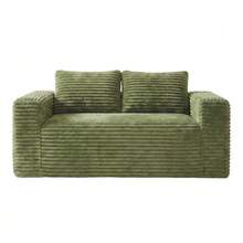 Deep 2-Seater Sofa Without Frame, No Assembly Required, Made Of Foam, Upholstered In Soft Corduroy, Modern Sofa For Small Space Apartment, Bedroom, Office (Grey) - Green - View 1