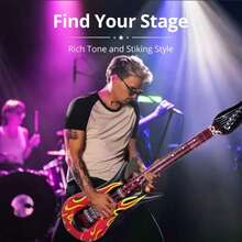 Vintage Flame Pattern Inflatable Guitar, Thickened PVC Inflatable Material, Reusable And Durable, Rock Style Realistic Musical Instrument Prop, Suitable For Music Parties, Holiday Gatherings, Photography, Stage Performances, Theme Party Decor, Party Supplies To Create Rock Carnival Atmosphere - A - View 7