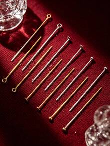 50/100件 18K鍍金 304不鏽鋼 平頭眼針 DIY耳環珠飾手工配件 - 彩色 - 查看 7