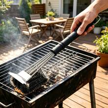 附刮板烤爐清潔刷,重型鋼絲刷毛一體式 BBQ 清潔工具,適用於瓦斯烤爐與木炭烤爐 - 多色 - 查看 2