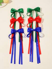 2 piezas de pinzas para el cabello con lazo de unicolor, versátiles y sencillas para niñas, adecuadas para uso diario, temporada de regreso a la escuela, a juego con la ropa - Horquilla de lazo - Ver 1