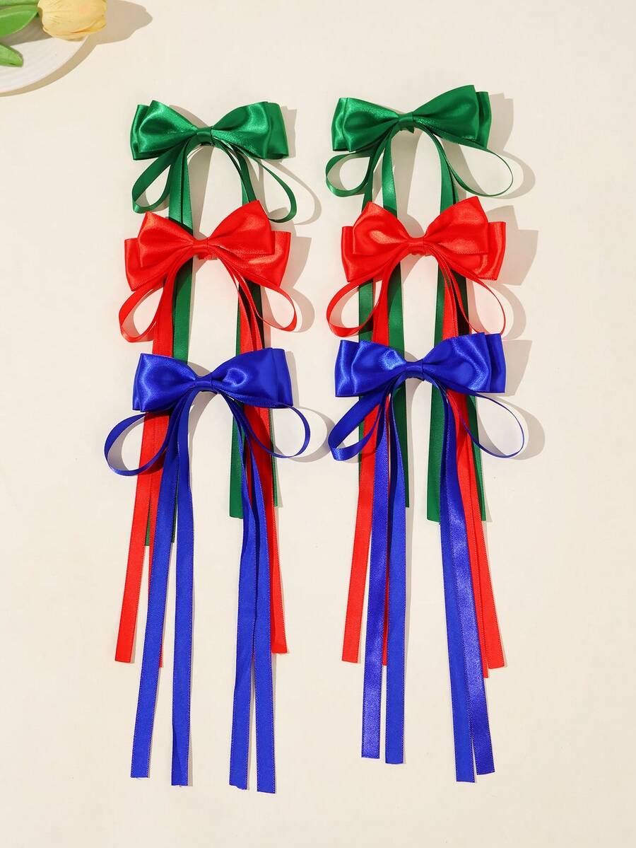 2 piezas de pinzas para el cabello con lazo de unicolor, versátiles y sencillas para niñas, adecuadas para uso diario, temporada de regreso a la escuela, a juego con la ropa - Horquilla de lazo - Ver 1
