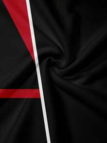 Men's Black & Red Colorblock Number 18 Print Casual Short Sleeve Shirt & Wide Leg Pants Set - Multicolor - View 5