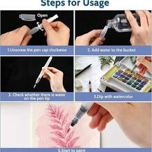 9/3pcs/Set Refillable Watercolor Pens, Watercolor Calligraphy Painting Illustration Pens, Office Stationery - Sets - View 5