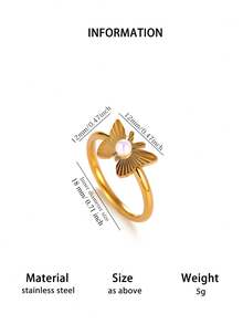 Compact Sun & Butterfly 18K Gold Plated Women's Ring, Multi-Size 7/8 Anti-Rust Finger Ring, Exquisite Gold Jewelry For Proposal, Wedding, Bridesmaid, Vacation, Party, Holiday, Suitable For Women/Girlfriend/Best Friend Birthday, Anniversary Gift - Multicolor - View 12