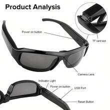 Sports Video Glasses, Smart Video Glasses, 90-Minute Battery Life, 75° Wide Angle, Wearable Camera, Glasses With Video And Photo Functions, For Meetings, Comes With A 64GB Memory Card, Perfect Holiday Gift For Friends For Christmas And Halloween! - View 8